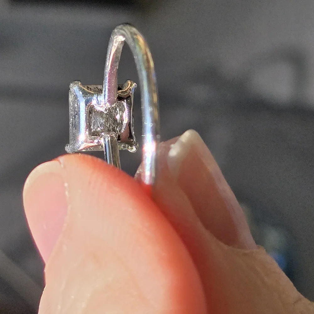 Rutilated Quarts Natural 3.5k Solitaire Emerald  Cut Sterling Ring Sz7.5 - Picture 10 of 12